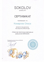 Sokolov сертификат Комарова Олеся